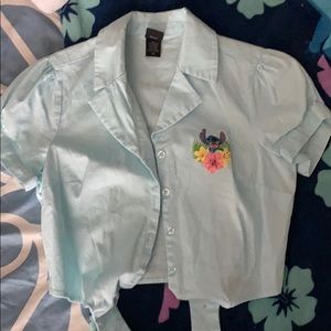 Tied cropped stitch shirt